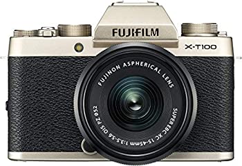 【中古】【非常に良い】FUJIFILM ミラーレス一眼 X-T100レンズキット シャンパンゴールド X-T100LK-G|ドリエム店