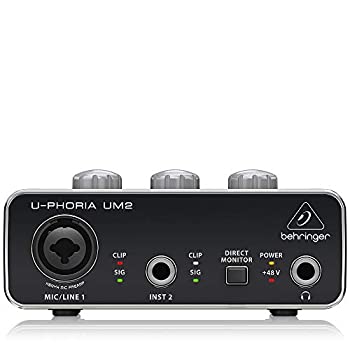 【中古】【非常に良い】ベリンガー 2入力2出力 USBオーディオインターフェース ブラック 1-Channel UM2 U-PHORIA|ドリエム店