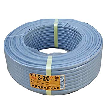 【中古】愛知電線 2.0mm×3芯 100m巻 VVF2.0×3C×100m VVFケーブル 600Vビニル絶縁ビニルシースケーブル平形|ドリエム店