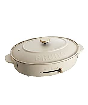 【中古】【非常に良い】BRUNO ブルーノ オーバルホットプレート 本体 プレート3種 (たこ焼き 深鍋 平面) グレージュ おしゃれ かわいい これ1台 一台 蓋 ふた付き 1200w