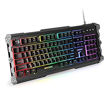 【中古】【非常に良い】ENHANCE ハイブリッドメカニカルゲーミングキーボード[US配列] ENHANCE Infiltrate Membrane Keyboard ゲーム用 Black・黒 7色LED・9つの照明効｜ドリエム店