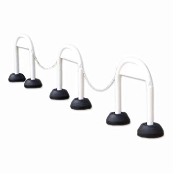 【中古】【非常に良い】ミツギロン 区画整備用品 アーチスタンド UNKNOWN 3本組 (チェーン付) 組み立て式 車止め ホワイト wyw801m