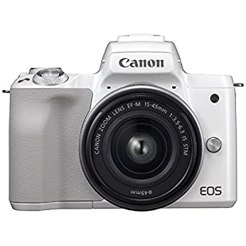 【中古】【人並み外れたに好いたらしい】キヤノン EOS Kiss M 【EF-M15-45 IS STM 水晶体一揃いの道具】 (白いこと/鏡鑑受け答え一眼写真器) EOSKISSMWH1545ISLK ミラーレス一眼カメラ-カメラ・ビデオカメラ・光学機器-TV・オーディオ・カメラ
