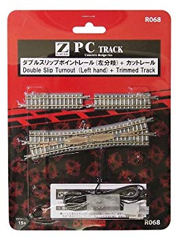 【中古】【非常に良い】ロクハン Zゲージ R068 ダブルスリップポイントレール (左分岐) +カットレール｜ドリエム店