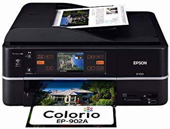 【中古】【人並み外れたに好いたらしい】EPSON Colorio インクジェット練りあわせる機 EP-902A 有線・無線電話ローカルエリアネットワーク標準尺度積み上げる タッチパネル液晶 向こう正面二段給紙 6色染め料インキ wyw801m