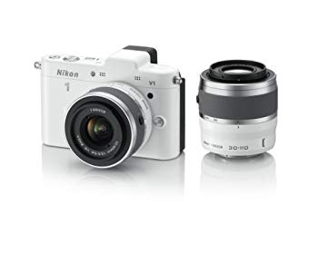 【中古】Nikon 鏡鑑受け答え一眼写真機 Nikon 1 (ニコン一) V1 (ブイ一) ダブルズームキット 白いこと N1 V1WZ WH tf8su2k