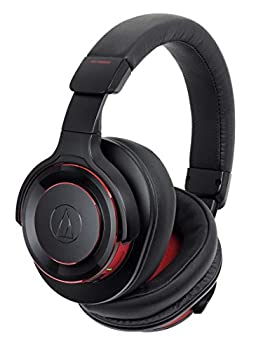 【中古】audio-technica SOLID BASS ノイズキャンセリングワイヤレスヘッドホン 重低音 ハイレゾ音源対応 最大30時間再生 ブラックレッド ATH-WS990BT BR|ドリエム店