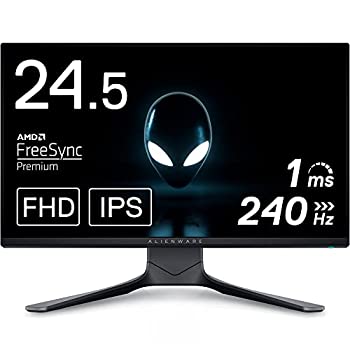 【中古】Dell ALIENWARE AW2521HF 24.5in ゲーミングモニター (3年次無輝点取り替えっこ引きうける/FPS方位/盛りだくさん固定ディスク/IPS非光輝/DP・HDMIx2/縦横回転させる・高さ合わせる/1ms/2