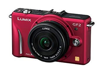 【中古】パナソニック ミラーレス一眼カメラ GF2 レンズキット(14mm/F2.5パンケーキレンズ付属) フルハイビジョンムービー一眼 ファインレッド DMC-GF2 C|ドリエム店