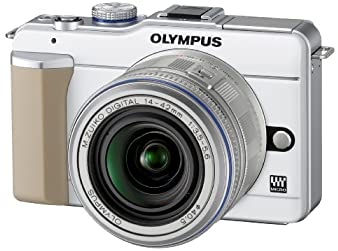 【中古】OLYMPUS ミラーレス一眼 PEN E-PL1レンズキット ホワイト E-PL1 LKIT WHT