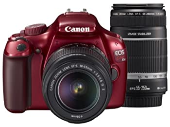 【中古】Canon デジタル一眼レフカメラ EOS Kiss X50 ダブルズームキット EF-S18-55mm/EF-S55-250mm付属 レッド KISS|ドリエム店