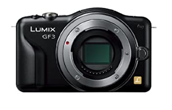 【中古】パナソニック 鏡鑑受け答え一眼写真機 LUMIX GF3 上半身 肝ったま黒いこと DMC-GF3-K