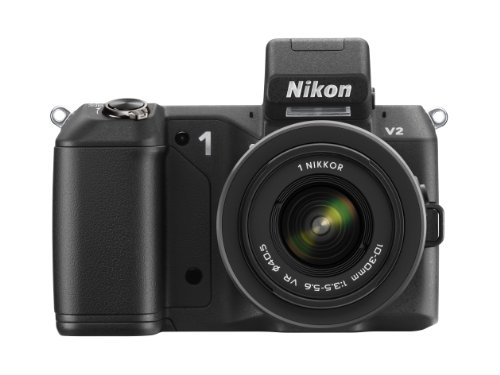 【中古】Nikon ミラーレス一眼 Nikon 1 V2 レンズキット 1 NIKKOR VR 10-30mm f/3.5-5.6付属 ブラック N1V2HLKBK｜ドリエム店