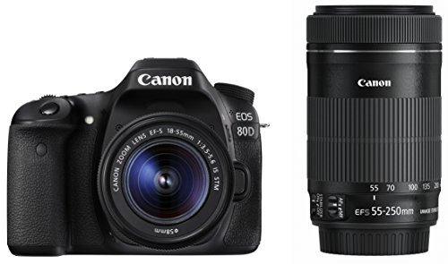 【中古】Canon デジタル一眼レフカメラ EOS 80D ダブルズームキット EF-S18-55 IS STM/EF-S55-250 IS STM付属 EOS80D-WKIT