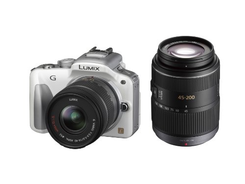 【中古】パナソニック ミラーレス一眼カメラ LUMIX G3 ダブルズームキット シェルホワイト DMC-G3W-W