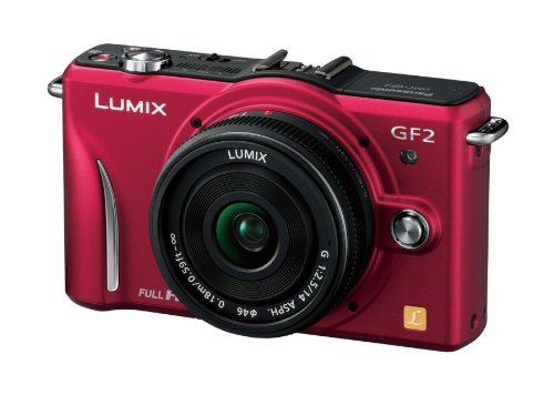 【中古】パナソニック ミラーレス一眼カメラ GF2 レンズキット(14mm/F2.5パンケーキレンズ付属) フルハイビジョンムービー一眼 ファインレッド DMC-GF2 C-R｜ドリエム店
