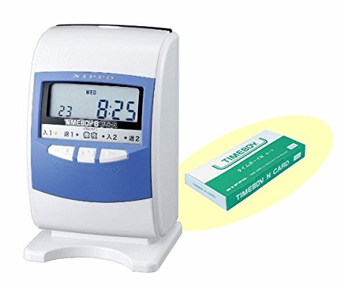 【中古】NIPPO ニッポー タイムレコーダー タイムボーイ8プラス Ａスノーホワイト＆ブルー タイムカード100枚付き (タイムボーイNカード100枚付)