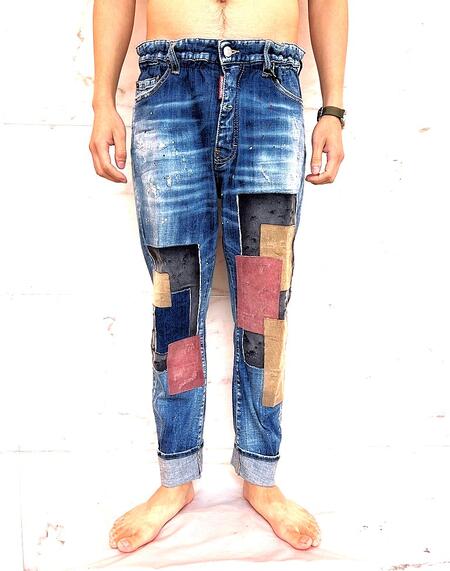 DSQUARED2(ディースクエアード)【BIG BROTHER JEAN】"STRETCH DENIM""MEDIUM CORDUROY PATCHES WASH"”ワイドシルエット”ストレッチデニムビックブラザーJeans★|2Fantastic