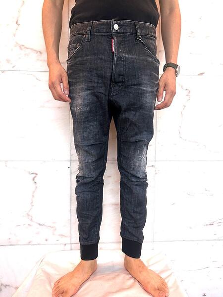 DSQUARED2（ディースクエアード）【TRACK DENIM PANTS】"STRETCH DENIM""BLACK EASY WASH"ウエストイージージョガーJeans★｜2Fantastic 53,856円