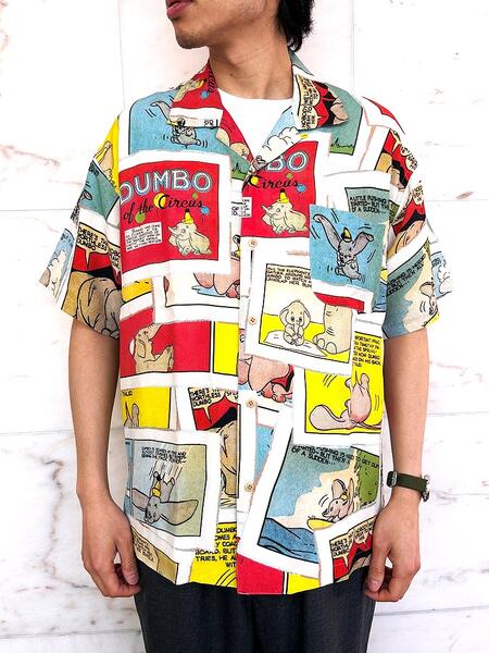 PORTER CLASSIC(ポータークラシック)"DISNEY VINTAGE COMIC"PC ALOHA COLLECTION【DISNEY DUMBO ALOHA SHIRT】”ディズニー ヴィンテージ コミック”ポータークラシック アロハ コレクションダンボ アロハシャツ☆MULTI★|2Fantastic