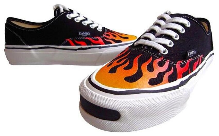 KAMIYA(カミヤ)【"Herc"Fire Pattern Vulcanized Sneaker】"ハーク"ファイヤーパターン ヴァルカナイズスニーカー★BLACK★|2Fantastic
