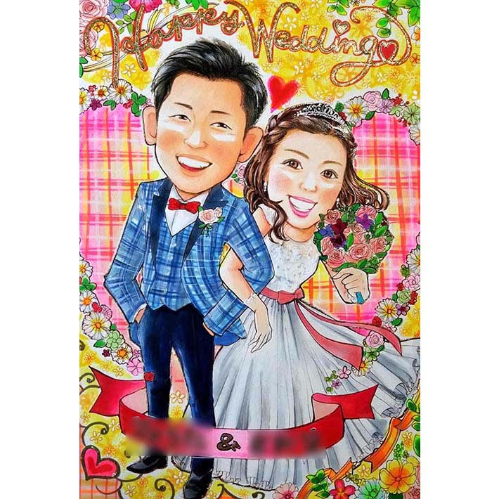 激安単価で 結婚祝いの贈り物におすすめの似顔絵 特別なプレゼントになります あきよ 結婚式 ウェディング ボード ウェルカムボード サンクスボード 新郎 新婦 友人 両親 祖父 祖母 おじいちゃん おばあちゃん Fucoa Cl