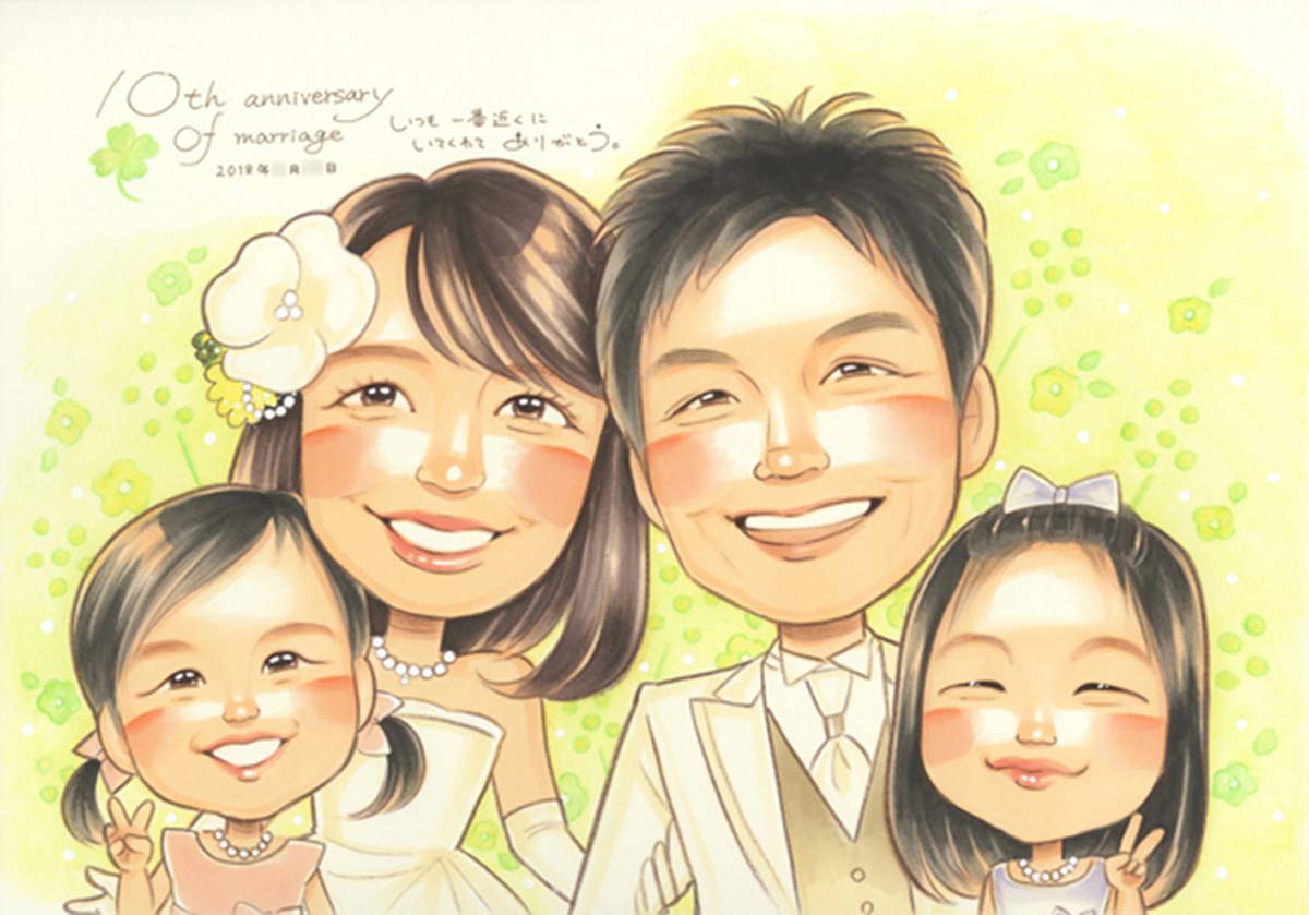 楽天市場 結婚10周年 似顔絵 プレゼント 結婚記念日 両親 きよら 似顔絵おむすび