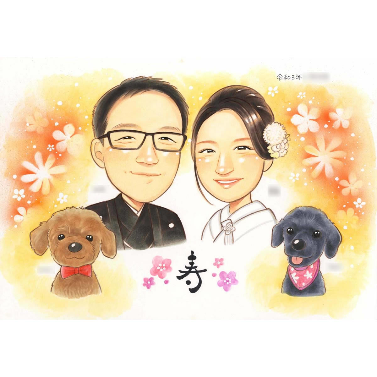 結婚の記念に新郎新婦の似顔絵 きよら 結婚式 写真から似顔絵 贈呈用 男性 祖母 上司 女性 おじいちゃん 祖父 おばあちゃん ウェルカムボード おすすめ 新婦 ボード 新郎 サプライズ 結婚祝い ウェディング 贈り物 喜ばれる サンクスボード ギフト 両親 友人