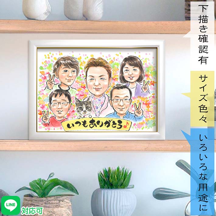 開けてビックリ！感激のサプライズプレゼント 日頃の感謝を似顔絵にしてプレゼント♪誕生日 長寿のお祝い 記念日 結婚式のサンクスボード 初任給の贈り物 などにも 還暦 古希 喜寿 米寿 卒寿 白寿 百寿 紀寿 祖父 祖母 父 母 両親 義父 義母 家族 男性 女性 ペット 猫 ぽん太