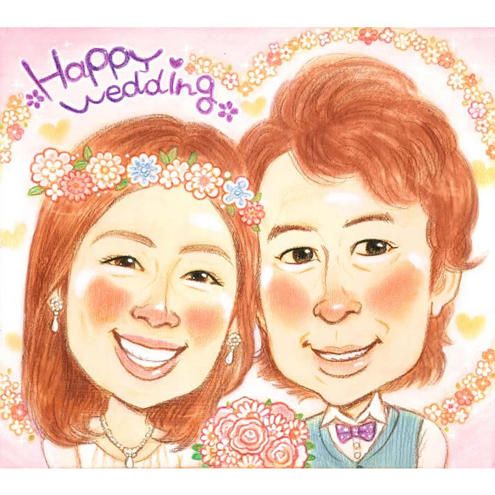 ウェルカムボード似顔絵 結婚式を盛り上げるウェディング似顔絵 さね太　お祝い プレゼント 記念  結婚祝い 結婚式 ウェディング ボード ウェルカムボード サンクスボード 結婚祝い 新郎 新婦 友人 両親 両親贈呈 男性 女性 友達