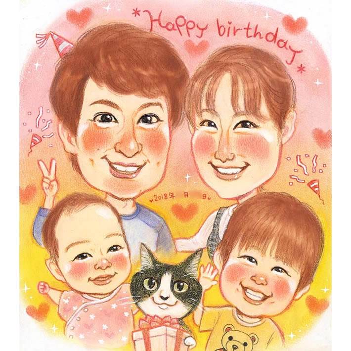 誕生日に贈るかわいいプレゼント 似顔絵 サプライズ 結婚記念日 子供から親へ ペットと一緒 さね太 Ice Org Br