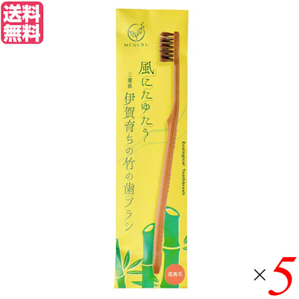 最大29倍!歯ブラシ ハブラシ 馬毛 FINE MEGURU 竹の歯ブラシ 花馬毛(ふつう)5本セット 送料無料