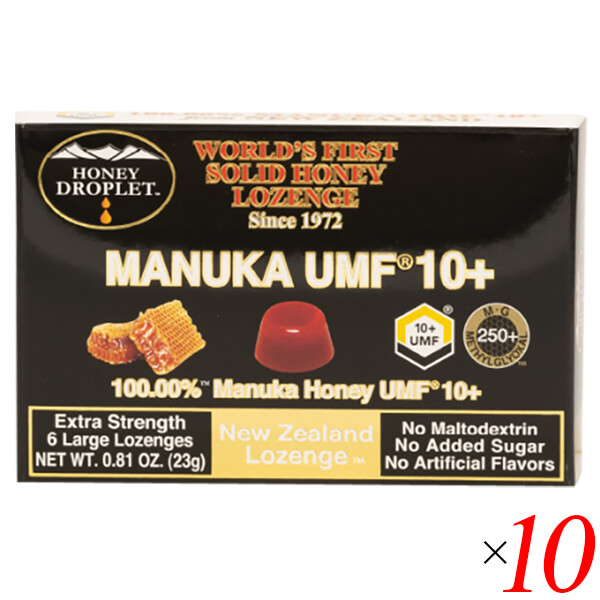 【4/19(日)限定！ポイント2倍！】マヌカハニー キャンディ のど飴 ハニードロップレット マヌカハニーUMF10+（のど飴）18g/6粒 10個セット ハニージャパン