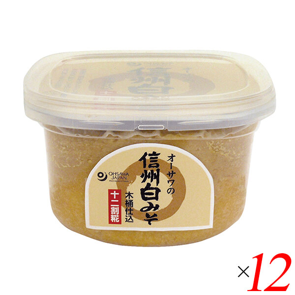 【マラソン限定！ポイント2倍！】味噌 みそ 白みそ オーサワの信州白みそ（十二割糀木桶仕込み）750g 12個セット 送料無料