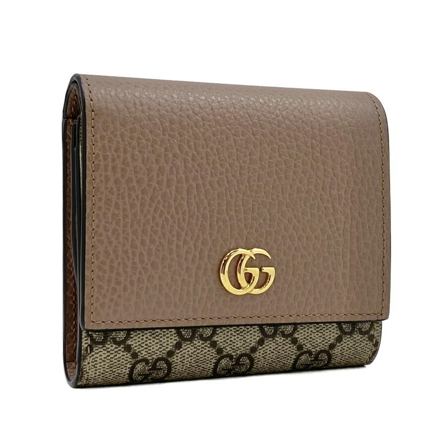 GUCCI 二つ折り財布 GGスプリーム ダブルG ウォレット ダスティピンク