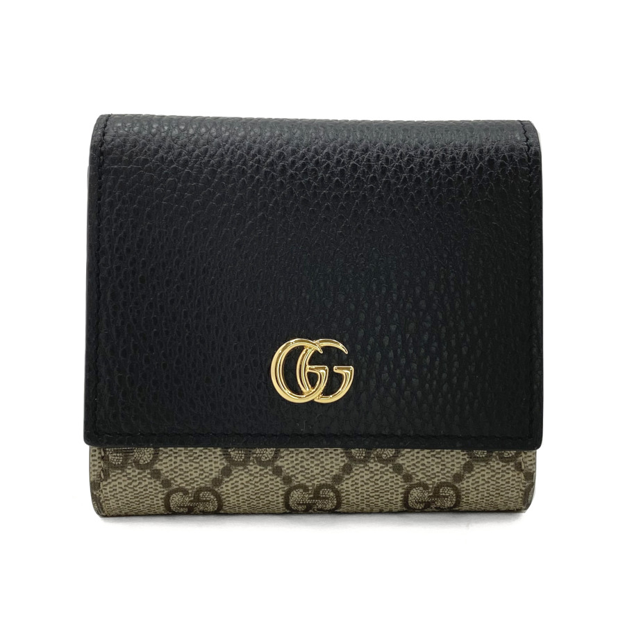 【新品 未使用級】GUCCI バンブー キャンバス レザー 二つ折り財布 GG柄 グッチ GUCCI GGキャンバス 2ツ折り財布 112664 ブラウン GG