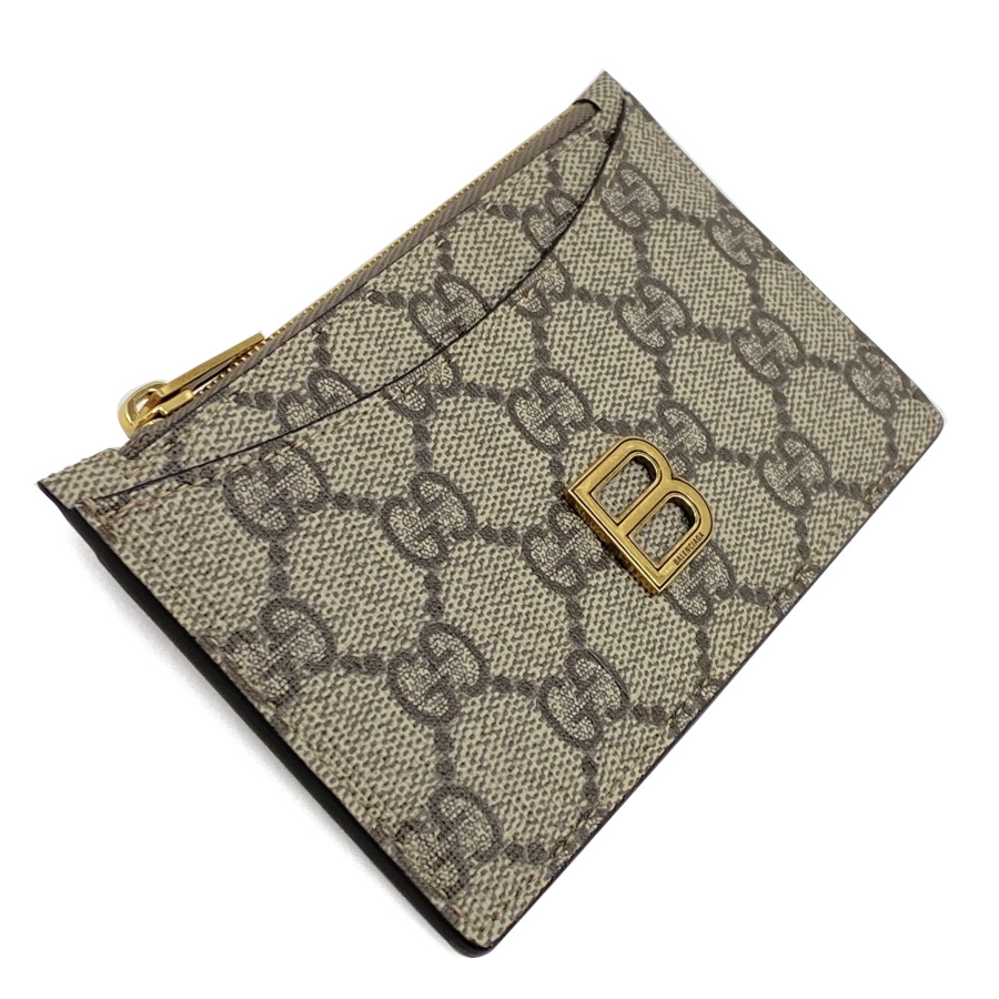 GUCCI × BALENCIAGA ベージュ ミニ財布 9742 レザー コインケース Aria