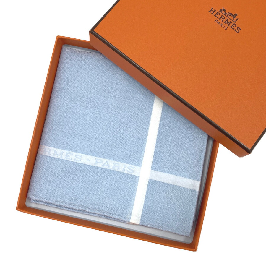 【新品】エルメス HERMES 汗手拭い 汗手拭い《 ジャカード H 》綿織物100％ ブルーシエル 生産ライン 白いこと 白 青色 青 レディース メンズ お上さん 成人男性 差し上げ物 差し上げ物 H161014G H4