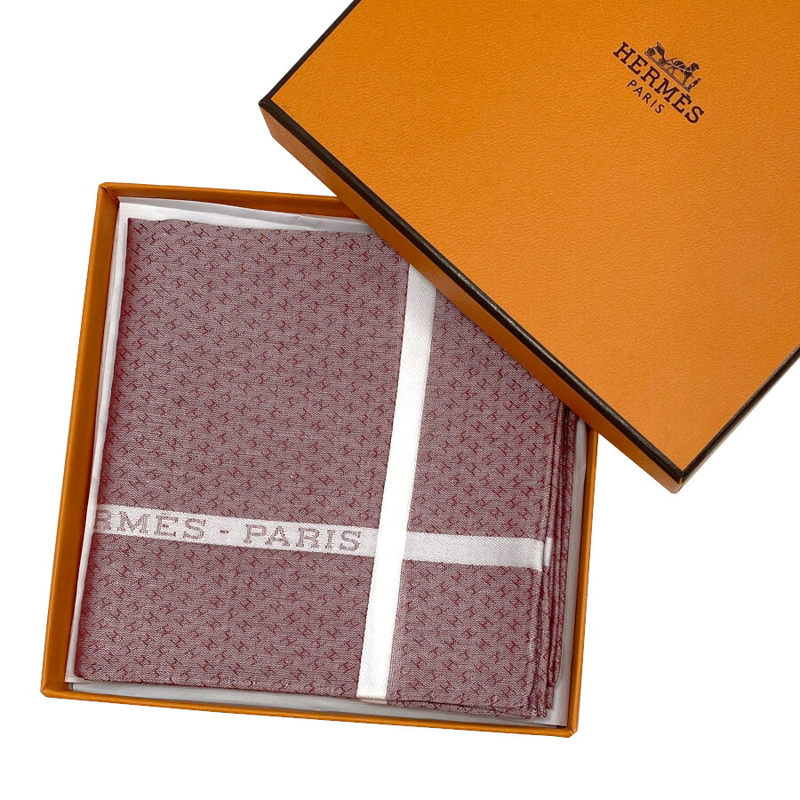 【新品】エルメス HERMES 汗手拭い 汗手拭い 《 ジャカード H 》 綿織物100％ BORDEAUX / ボルドーワイン ぶどう酒赤いこと 桜んぼう 赤紫 レディース お上さん 差し上げ物 差し上げ物 H161014G IF