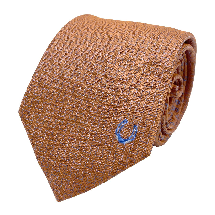 国内完売商品【新品】エルメス HERMES ネクタイ ソリッドタイ 7cm《 FER A CHEVAL 》ORANGE / CIEL オレンジ スカイブルー 水色 シルク プレゼント ギフト メンズ 男性 H339325T 04