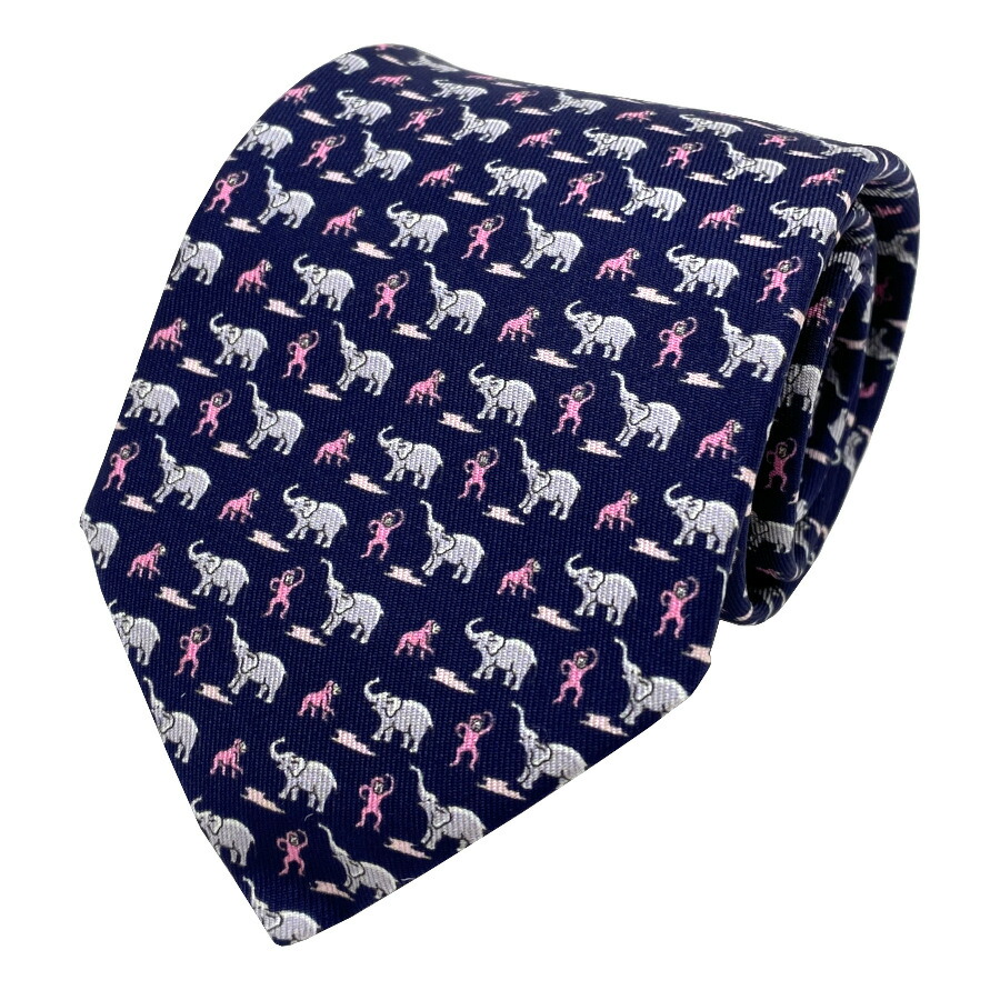 国内売り上げる商いもの【新品】エルメス HERMES タイ タイ王国 シルクツイルタイ 8 糎《 ELEPHANT MONKEY 》MARINE / ROSE  / BLANC 米国海兵隊員 / サクラ色 / ブラン 米国海軍 青み サクラ色 白いこと 紺 青 白 差し上げ物 差し上げ物 メンズ 成人男性 H605678T IF