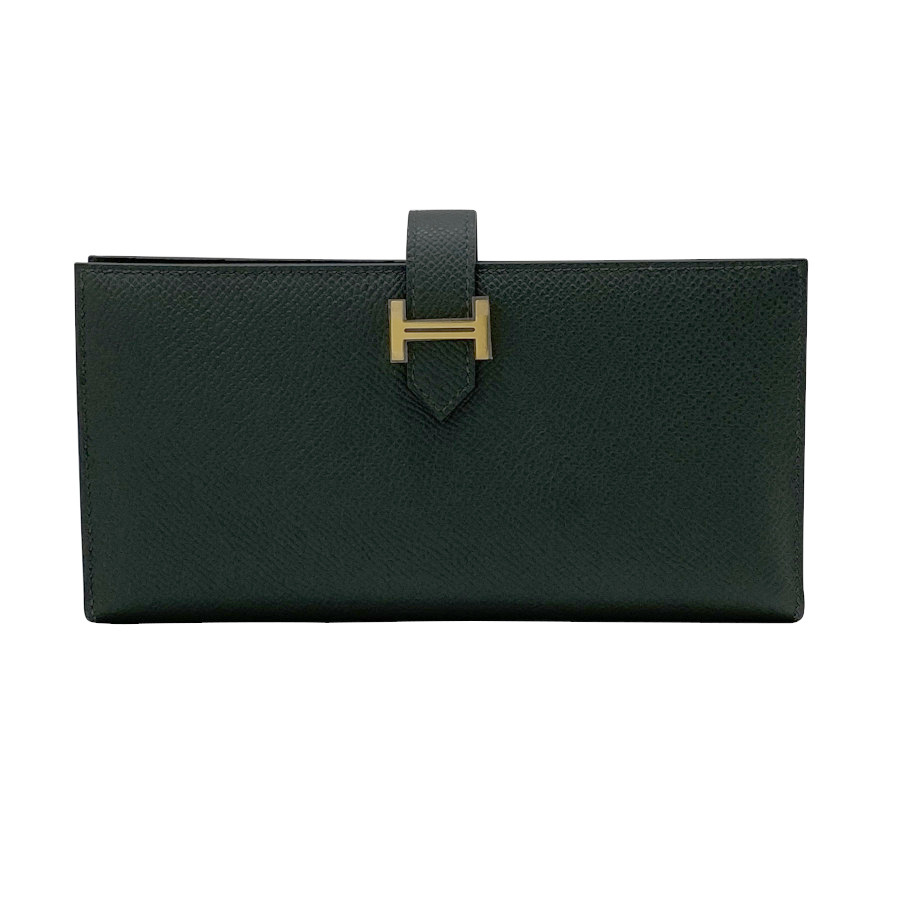 【新品】K目じるし（2025年生み出すこと）エルメス HERMES 長札入れ ベアンスフレ エプソン 頭を覆う物マングローブ ゴールド金具 Bearn Soufflet Epsom Vert Mangrove Gold 二つ折り札入れ メンズ レディース ユニセック 差し上げ物 差し上げ物 H039785CC
