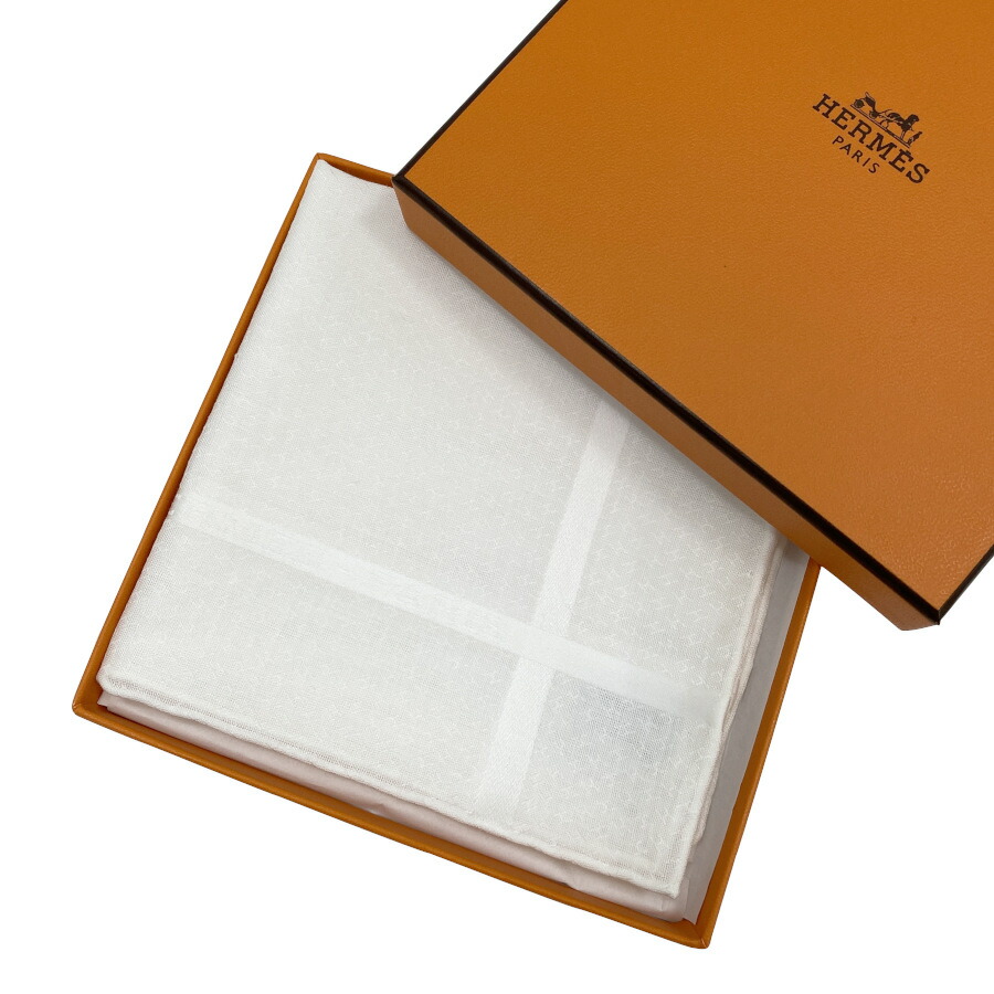 国内売り尽くす商いもの【新品】エルメス HERMES 汗手拭い 汗手拭い《 ジャカード H 》BLANC / ブラン 白いこと 白 綿織物100％  レディース 亭主もち 差し上げ物 差し上げ物 H161014G 01