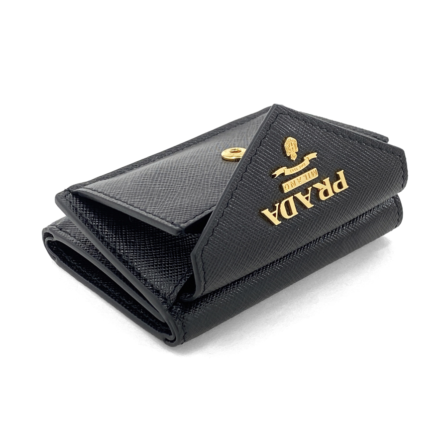 【楽天市場】プラダ PRADA 財布 三つ折り ミニ財布 サフィアーノメタル SAFFIANO METAL レザー ブラック 1MH021