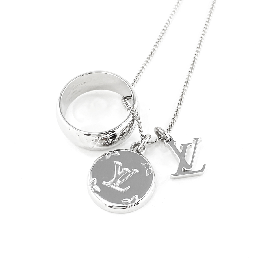 Louis Vuitton, Jewelry, Louis Vuitton Ring Necklace Monogram Gold M889