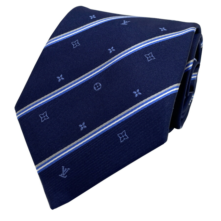 国内売り上げる商いもの【新品】ルイヴィトン LOUIS VUITTON タイ・モノグラム縞模様 8コマーシャル 絹地 100％ NAVY BLUE 米国海軍 紺 青 モノグラム ロゴタイプ 差し上げ物 差し上げ物 メンズ 成人男性 M94790