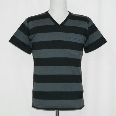 F-BTV-001-チャコールブラック-ボーダーVネックTシャツ001-FBTV001-FLATHEAD-フラットヘッドTシャツ【送料無料】【smtb-tk】【楽ギフ_包装】