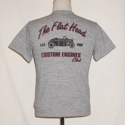 TKT-004-グレー-CUSTOM ENGINES CLUB004-TKT004-FLATHEAD-フラットヘッドTシャツ-TKT系-半袖Tシャツ【送料無料】【smtb-tk】【楽ギフ_包装】｜アメカジ バイカー 2ND・セカンド 8,250円