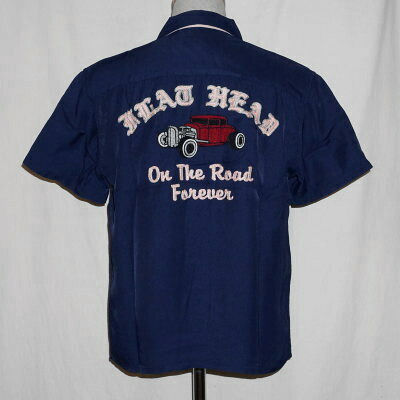 F-SRO-006S-ネイビー-ON THE ROAD FOREVER-FSRO006S-FLATHEAD-フラットヘッドレーヨンシャツ-ボーリングシャツ-レーヨンシャツ-シャツ半袖【送料無料】【smtb-tk】【楽ギフ_包装】｜アメカジ バイカー 2ND・セカンド