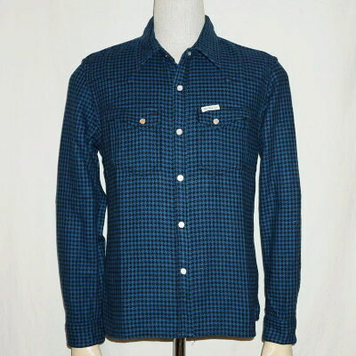F-SNW-102L-ブラックブルー-千鳥柄ウエスタンシャツ102L-FSNW102L-FLATHEAD-フラットヘッドシャツ-HOUNDS TOOTH WESTERN SHIRT【送料無料】【smtb-tk】【楽ギフ_包装】｜アメカジ バイカー 2ND・セカンド